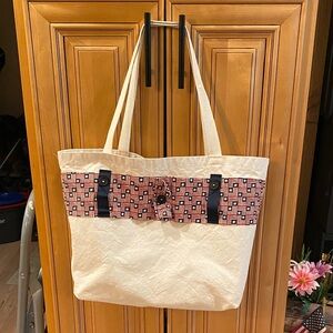 Stylish Off White Patriotic Canvas Tote